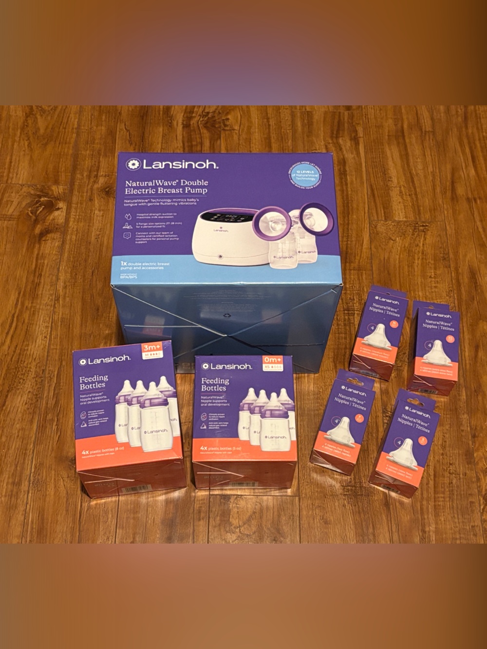 Lansinoh Set in Purple and White (everything included all bnib)